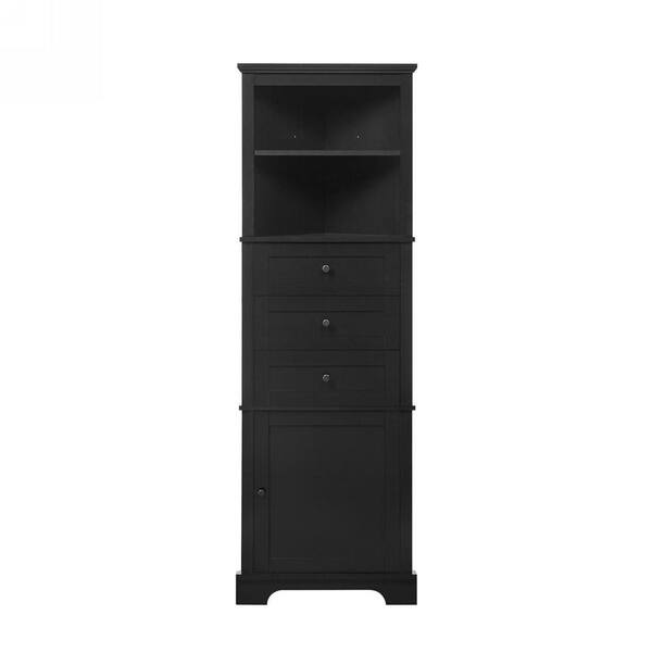Anky 23 in. W x 13.4 in. D x 68.9 in. H Black MDF Freestanding Bathroom Storage Linen Cabinet