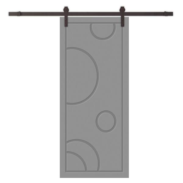 CALHOME 42 in. x 84 in. Light Gray Painted Composite MDF Paneled Interior Sliding Barn Door with Hardware Kit