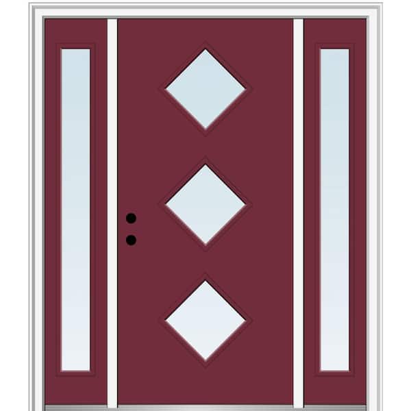 MMI Door 68.5 in. x 81.75 in. Aveline Right-Hand Inswing 3-Lite Clear Low-E Painted Fiberglass Prehung Front Door w/ Sidelites