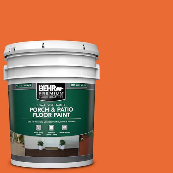 5 gal. #220B-7 Electric Orange Low-Lustre Enamel Interior/Exterior Porch and Patio Floor Paint