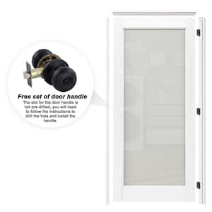 36 in. x 80 in. 1-Lite Frosted Glass Right White Solid Core MDF Single Interior Door with Separated Jamb and Lever