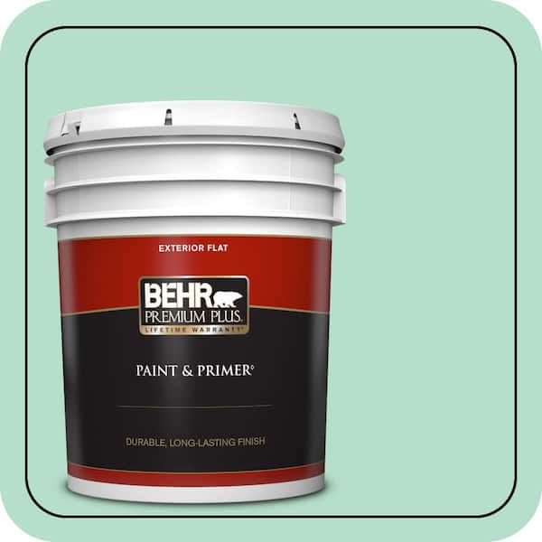 BEHR PREMIUM PLUS 5 gal. #480C-3 Aqua Bay Flat Exterior Paint & Primer