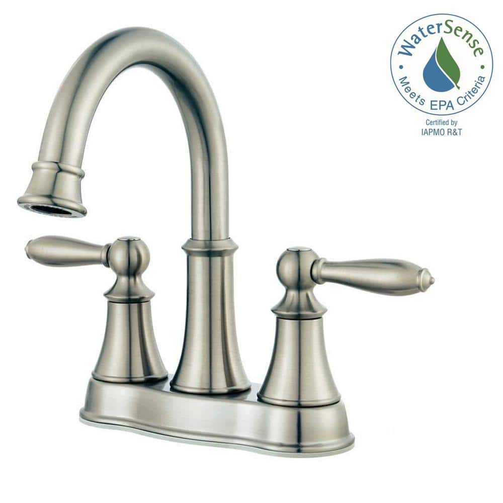 Brushed Nickel Double Handle High Arc Bathroom Faucet