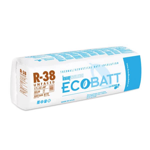 Knauf Insulation R-38 EcoBatt Unfaced Fiberglass Insulation Batt 16 in. x 48 in. x 12 in.