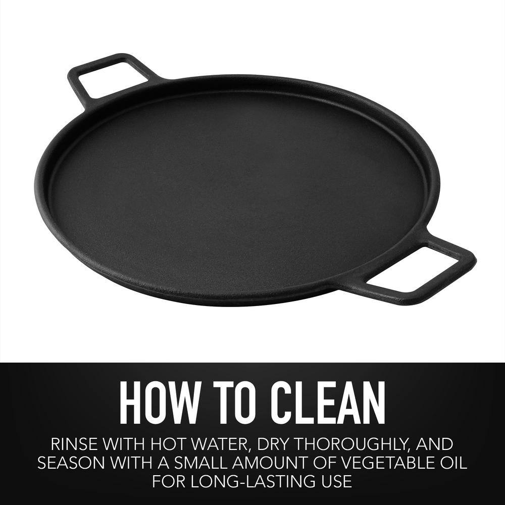 Kenmore 14" Black Cast-Iron Pizza Pan with Handles