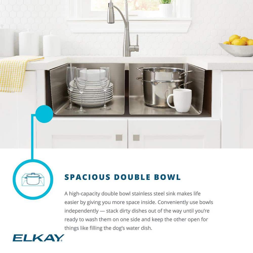 Stainless Steel Double Basin Farmhouse Kitchen Sink Kit