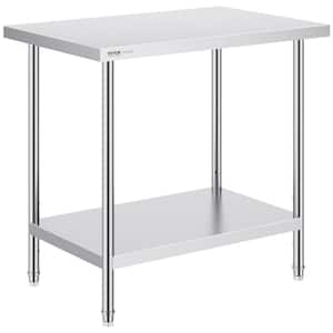 24 x 36 x 34 In. Stainless Steel Commercial Kitchen Prep Table Silver, 750 lbs. Load Capacity with 3-Adjustable Height
