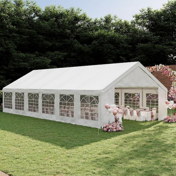 Sizzim 40 ft. x 20 ft. White PE Fabric Outdoor Event Shelter with