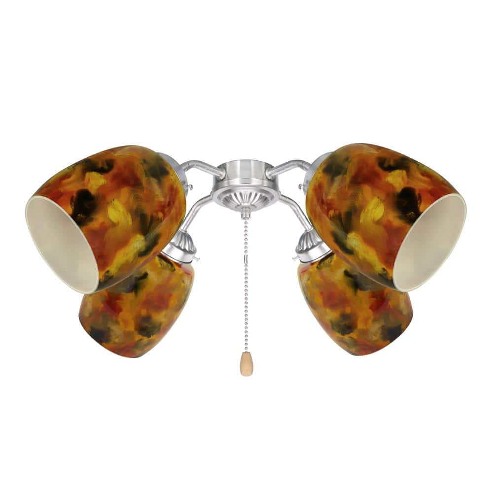 Amber Art Glass Ceiling Fan Replacement Shades, 5-1/4" High, 4-Pack