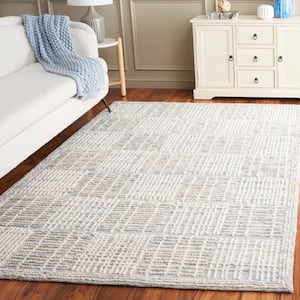 Abstract Blue/Gray 9 ft. x 12 ft. Checkered Unitone Area Rug