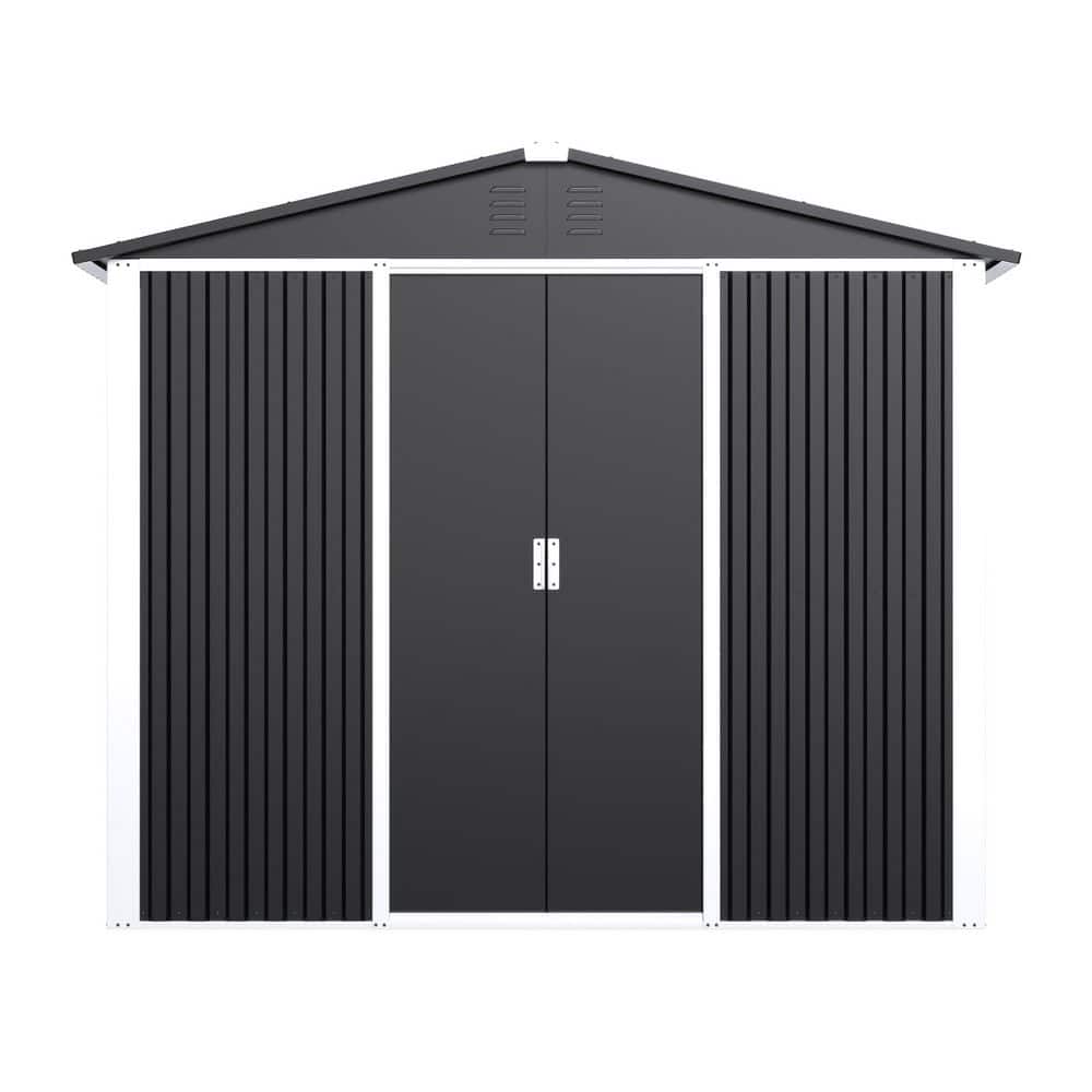 Outdoor Metal Shed 8.6 ft. W x 6.3 ft. D Metal Shed with Sliding Door (54 s