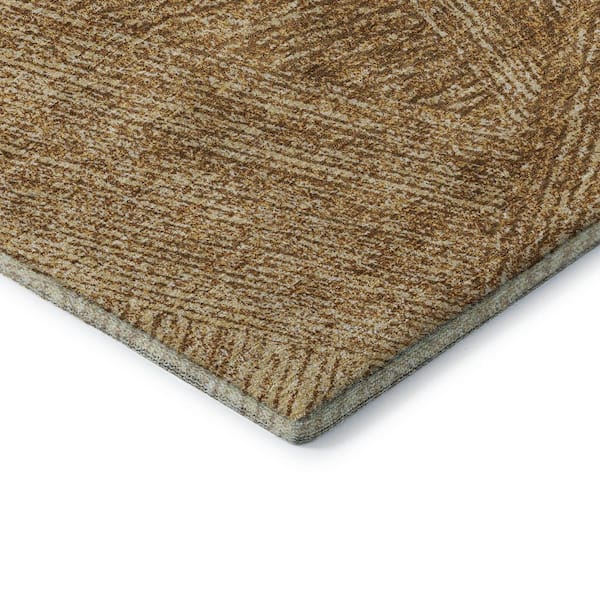 Mayfield Premium Machine Washable Abstract AMF991 Gold 8 ft. x 10 ft. Area Rug