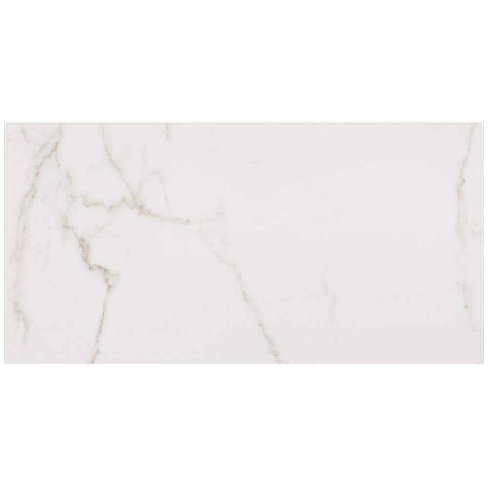 Statuario Venato 12" x 24" Polished Marble Look Porcelain Tile