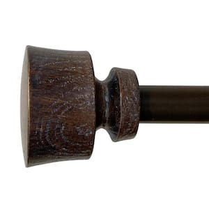 Stockton 48 in. to 86 in. Adjustable 5/8 in. Single Curtain Rod in Walnut with Finials