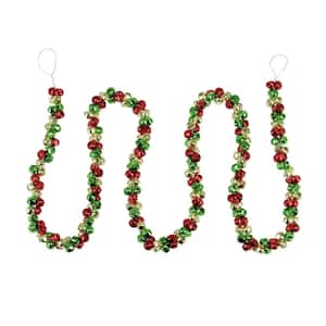5 ft. Red Green and Gold Jingle Bell Christmas Garland