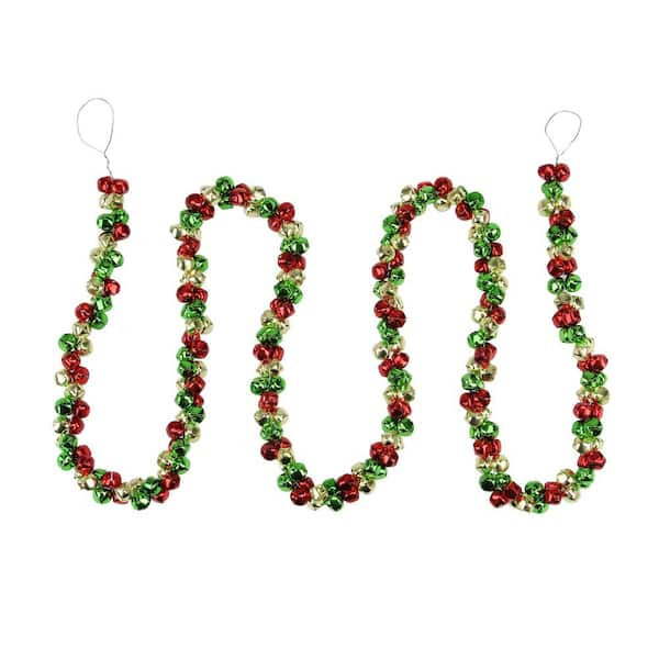 Northlight 5 ft. Red Green and Gold Jingle Bell Christmas Garland