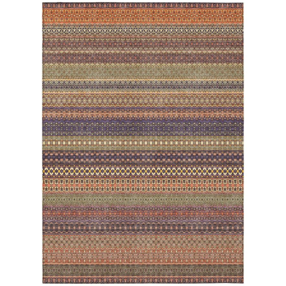Orange 8 ft. x 10 ft. Woven Striped Polyester Rectangle Indoor/Outdoor Area Rug price history on PriceWatchPro