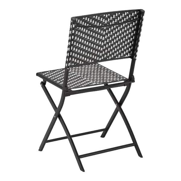 Stylewell Mix And Match Folding Wicker Outdoor Patio Dining Chair In Black White Fds40081 - Black And White Folding Patio Chairs