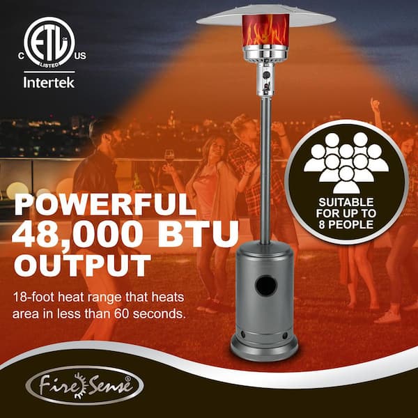 Fire Sense 48,000 BTU Hammered Platinum Propane Standing Patio