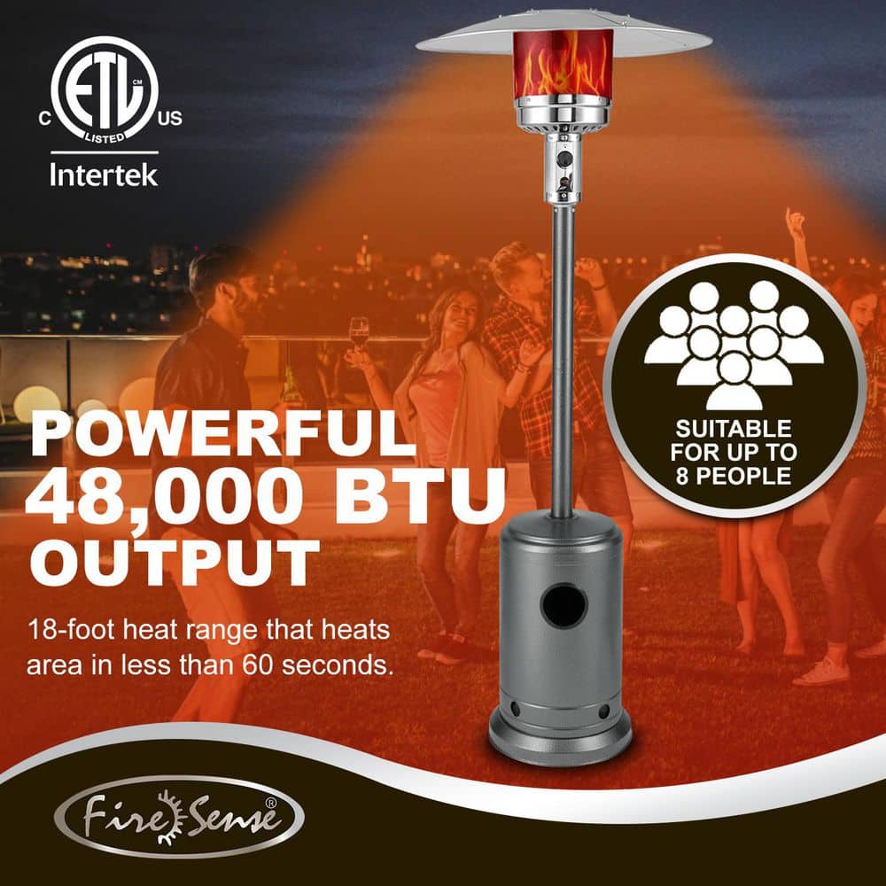 Hammered Platinum 33" x 33" Powder Coated Propane Patio Heater