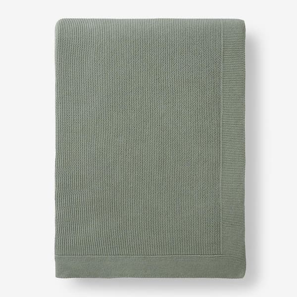 The Company Store Classic All Season Breathable Cotton Knit Green Cotton Full/Queen Blanket