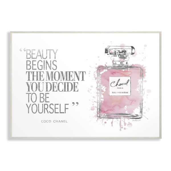 Stupell Industries 12.5 in. x 18.5 in. "Beauty Begins Fashion Perfume" by Amanda Greenwood Printed Wood Wall Art