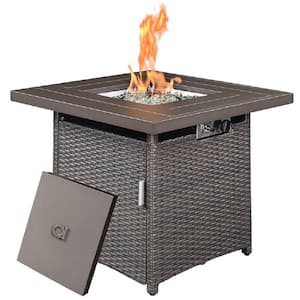 28 in. 50,000 BTU Outdoor Metal Propane Gas Fire Pit Table With Cover