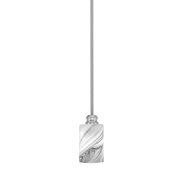 Unbranded Albany 60-Watt 1-Light Brushed Nickel Pendant Mini Pendant Light Onyx Swirl Glass and Light Bulb Not Included