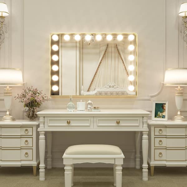 slim fit dress slacks Palma Dressing Table + XL Landscape Vanity Mirror with Dimmable Lights   VANITY LIVING