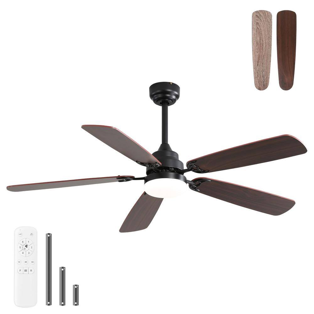 52 Inch Black MDF Ceiling Fan with LED Light and Remote Control