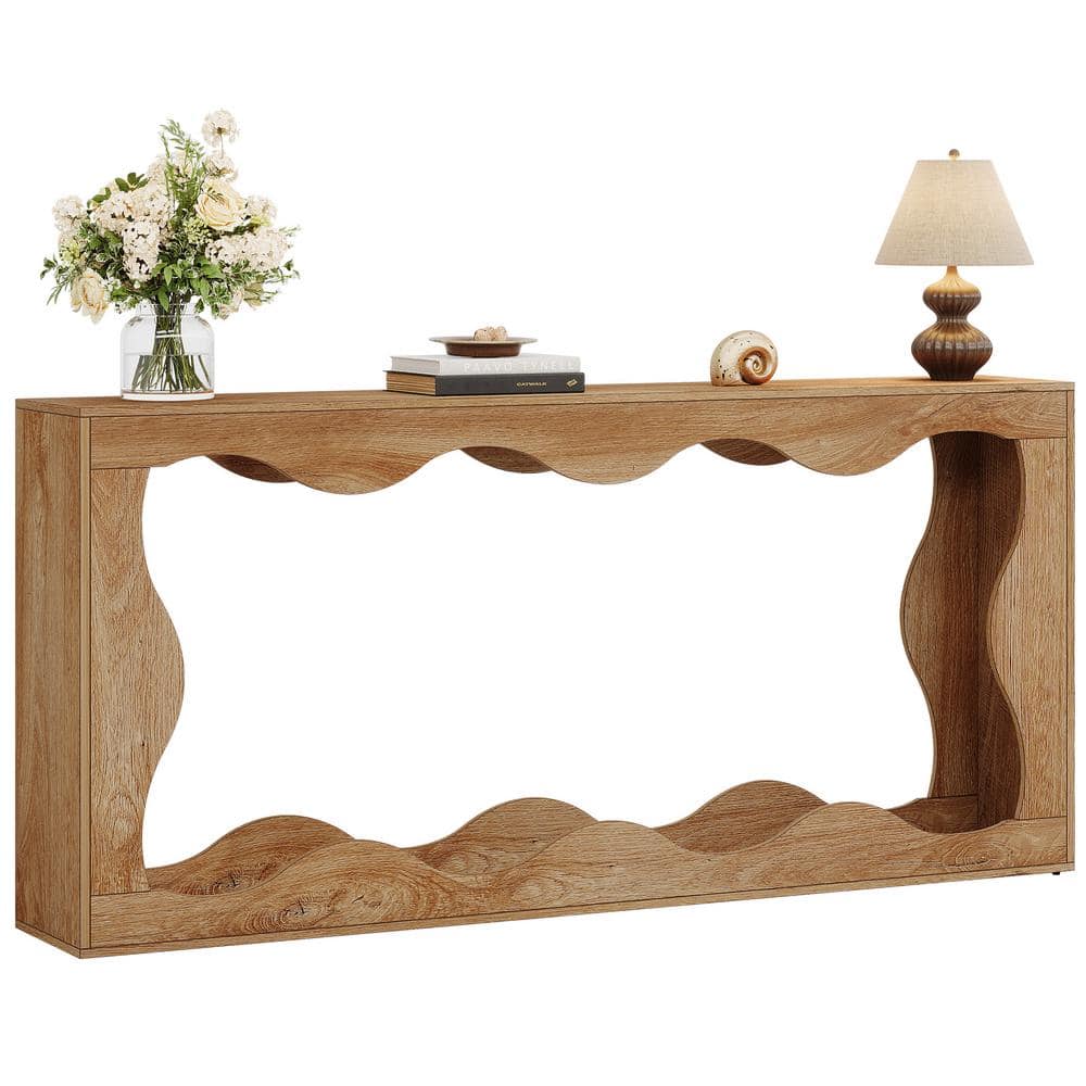 BYBLIGHT Turrella 63 in. Wood Grain Rectangle Wood Farmhouse