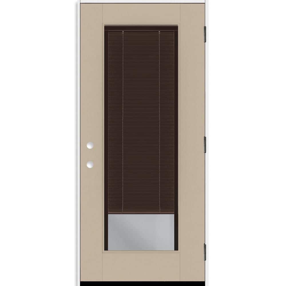 Legacy 36 in. x 80 in. Full Lite Clear Glass Mocha Miniblind LHOS Sandstone Fiberglass Prehung Door w/ 6-9/16 in. Jamb price history on PriceWatchPro