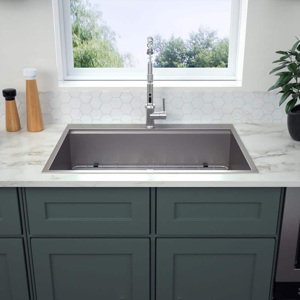 30'' Stainless Steel Single Bowl Kitchen Sink with Workstation