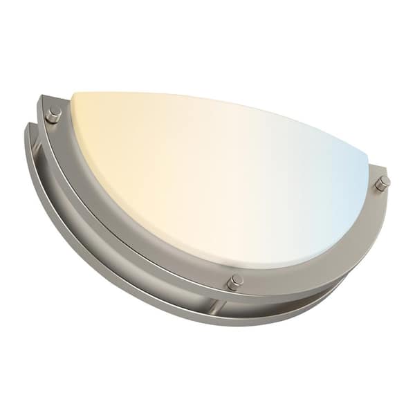 Half Moon 1-Light Brushed Nickel Integrated LED Dimmable Wall Sconce with Selectable CCT
