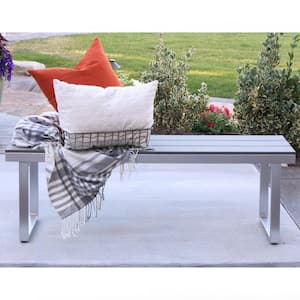 50" Aluminum All-Weather Patio Outdoor Dining Bench - Grey