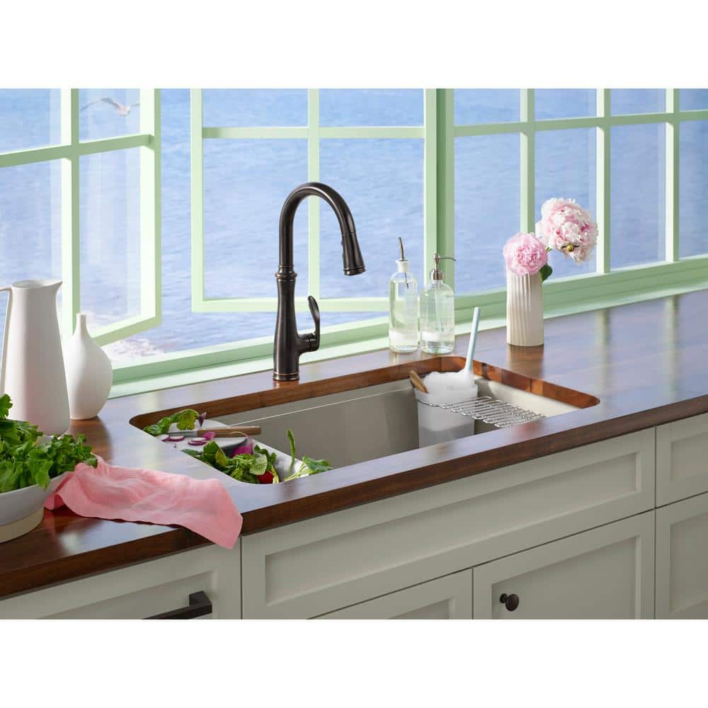 Oil-Rubbed Bronze Pull-Down Kitchen Faucet with Spray