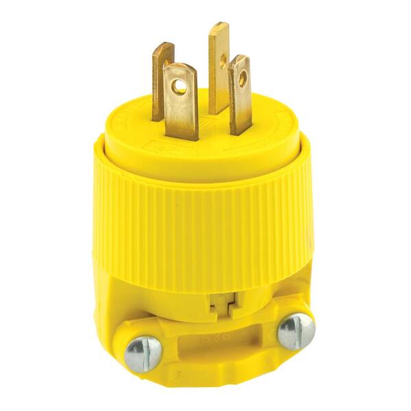 Leviton 20 Amp 120/208-Volt 3-Phase Straight Blade Non-Grounding Plug, Yellow