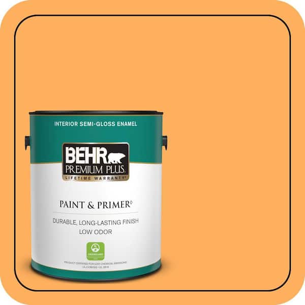 BEHR PREMIUM PLUS 1 gal. #280B-5 Vintage Orange Semi-Gloss Enamel Low Odor Interior Paint & Primer