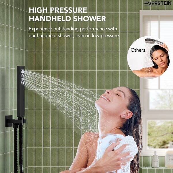 3-Handle 1-Spray High Pressure Tub and Shower Faucet with Hand Shower in Matte Black Ceramic Disc (Valve Included) 3-Handle 1-Spray High Pressure Tub and Shower Faucet with Hand Shower in Matte Black Ceramic Disc (Valve Included)