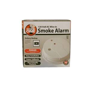Code One Hardwired Smoke Detector with Ionization Sensor and 9-Volt Battery Backup