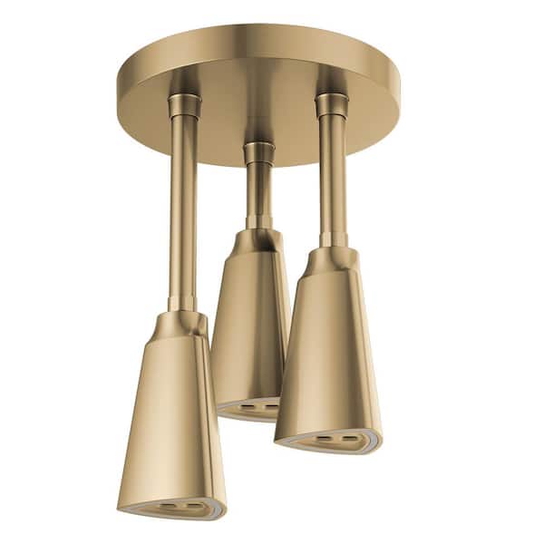 Delta Contemporary 1-Spray Patterns 2.5 GPM 9 in. Ceiling Mount Fixed Shower Head with H2Okinetic in Champagne Bronze