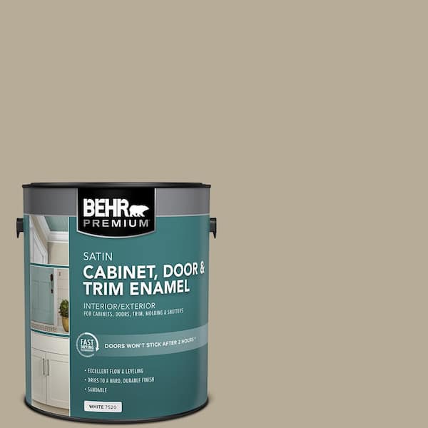BEHR PREMIUM 1 gal. #N310-4 Desert Khaki Satin Enamel Interior/Exterior Cabinet, Door & Trim Paint