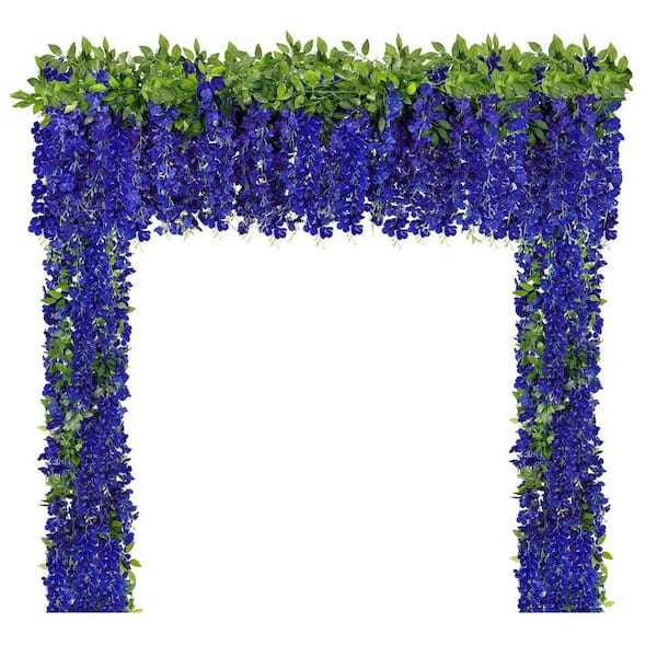 86.6 in. Royal Blue Indoor/Outdoor Artificial Wisteria Hanging