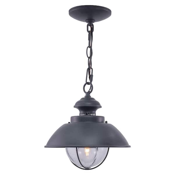 VAXCEL Harwich 1-Light Gray Coastal Outdoor Barn Dome Pendant Clear Glass