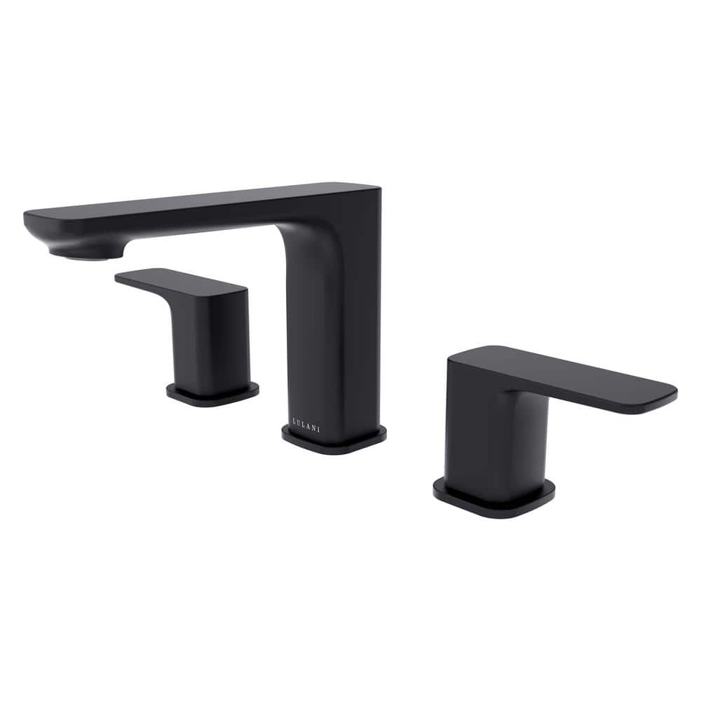 Corsica Matte Black 8" Widespread Brass Bathroom Faucet
