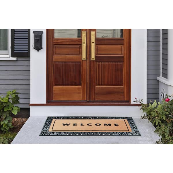 A1HC Natural Coir and Rubber Large Door Mat, 18X48 Thick Durable