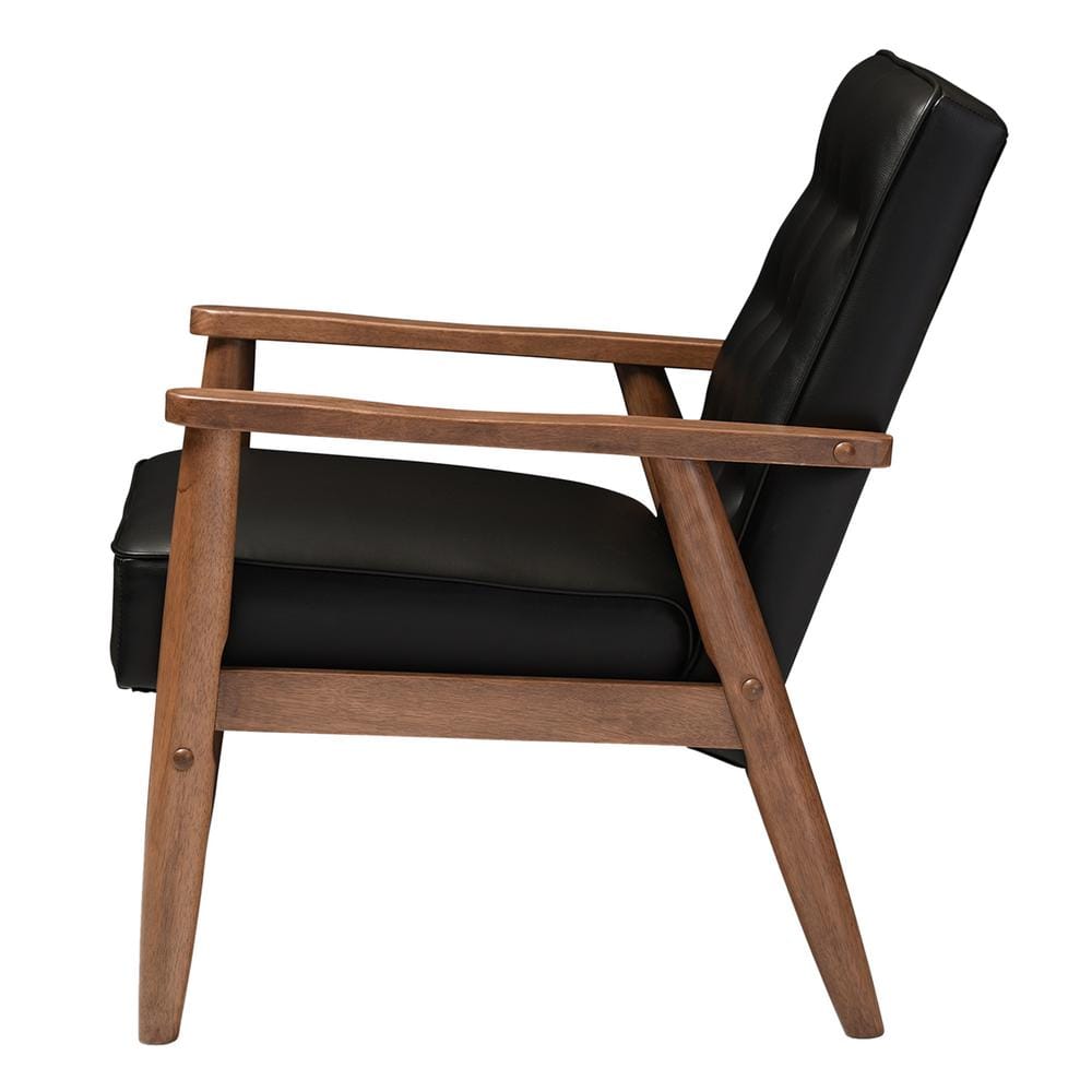 Sorrento 30" Modern Black Faux Leather Accent Chair