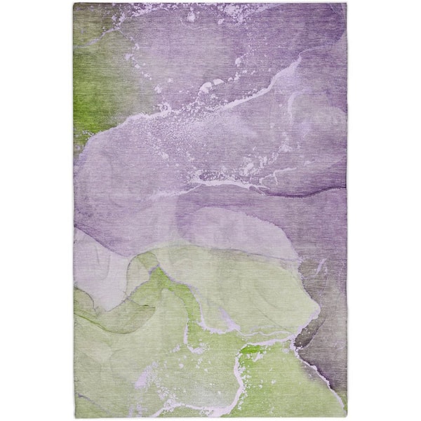 Dream Shag Premium Machine Washable Abstract ADS517 Purple 9 ft. x 12 ft. Area Rug