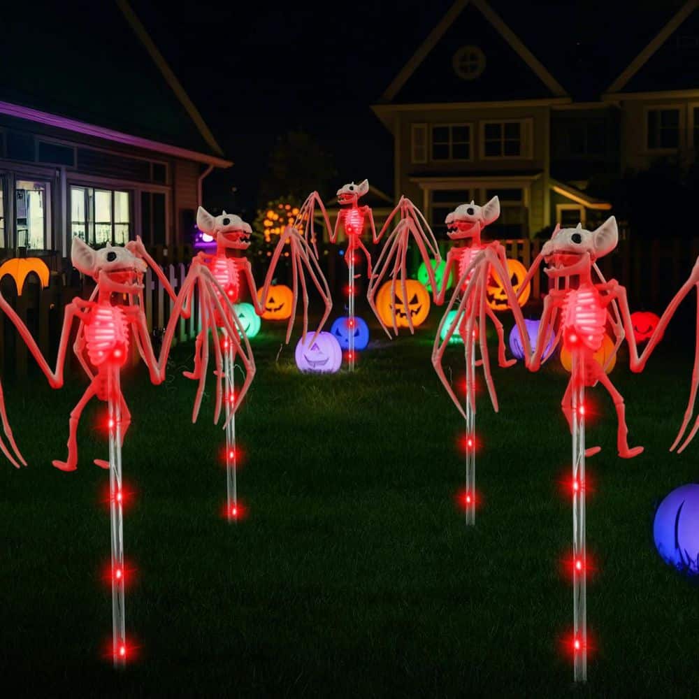 3D Scary Bat Realistic Skeleton Outside Decor, Solar Creepy Bats Path Lights for Grave, Yard, House, Red (2-Pack) price history on PriceWatchPro