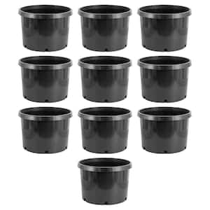 18 in. W x 18 in. H 10 Gal. Premium Plastic Nursery Planter Garden Grow Pots, Black (Set of 10)
